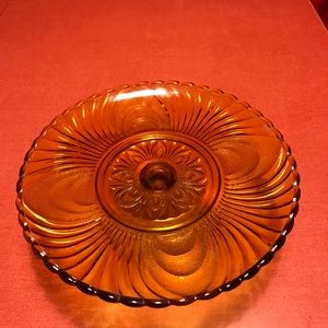 Vintage Amber Depression Glass Cake Plate